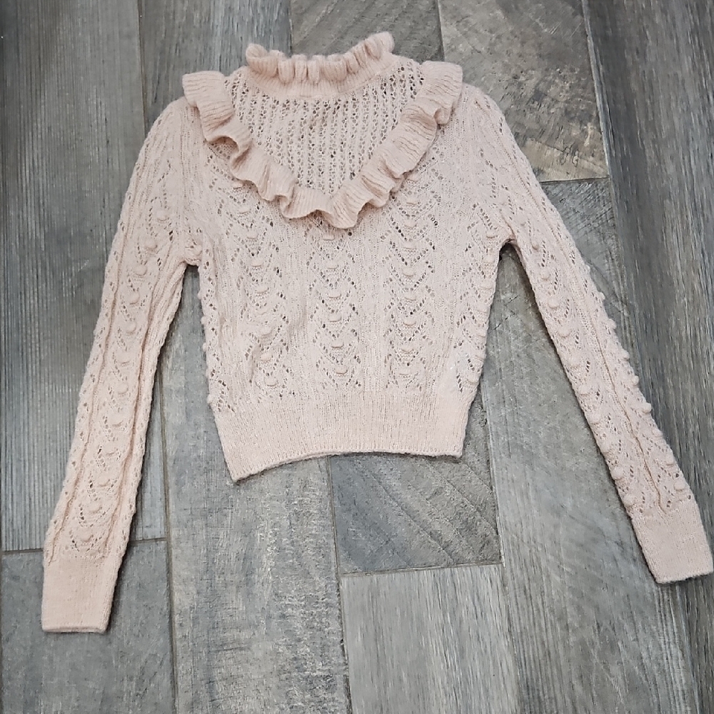 Zara Women's Light Pink Ruffle Sweater